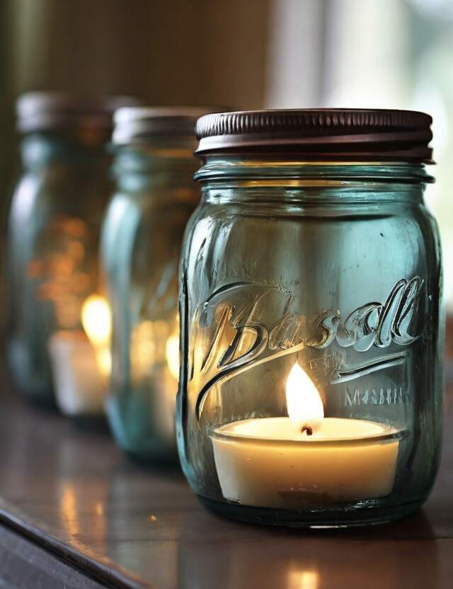 Transforming old mason jars into charming candle holders